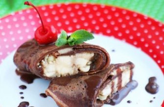 ШОКОЛАДНЫЕ БЛИНЧИКИ С БАНАНАМИ И ОРЕХАМИ