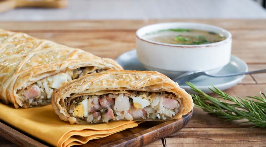 Кулебяка с блинами